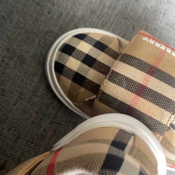 Burberry | Shoes | Burberry Tan And Black Sneakers With Iconic Check ...
